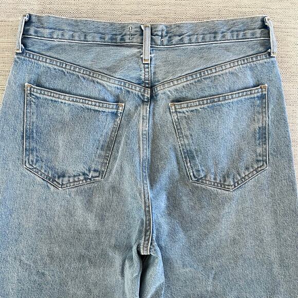 AGOLDE Dame Size 28 Showdown Light Wash High Rise Wide Leg Cuff Jeans - Picture 9 of 9